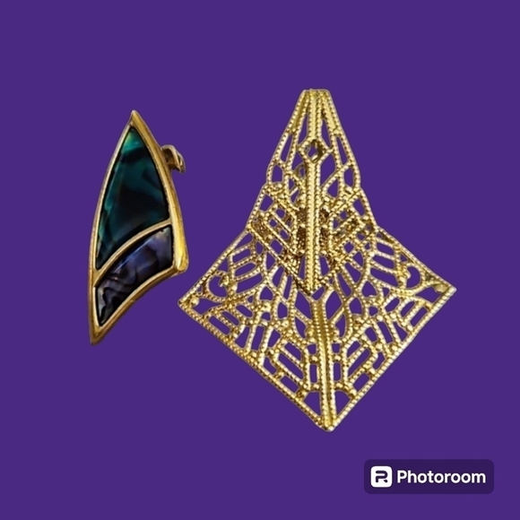 VTG BUTLER Mismatched Filigree Geometric Enamel Earrings - Picture 1 of 6
